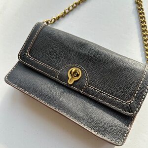 Fossil Women's Ainsley Black Leather Wallet Shoulder Bag Mini Bag Purse